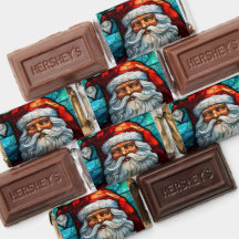 Kerstman Glas in lood Rood Wit