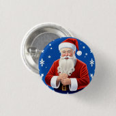 Kerstman glimlachend ronde button 3,2 cm (Voorkant /achterkant)