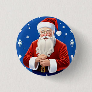 Kerstman glimlachend ronde button 3,2 cm