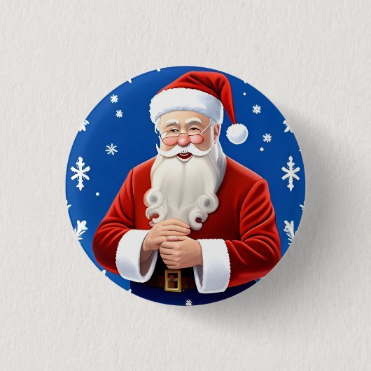 Kerstman glimlachend ronde button 3,2 cm (Voorkant)