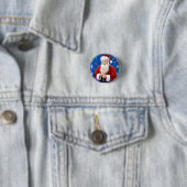Kerstman glimlachend ronde button 3,2 cm (In situ)