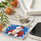 Kerstman glimlachend sleutelhanger (Voorkant Rechts)