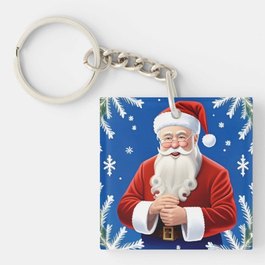 Kerstman glimlachend sleutelhanger (voorkant)