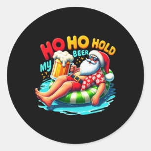 Kerstman glimlacht Ho Ho Hou Mijn Bier Vast Vasten Ronde Sticker
