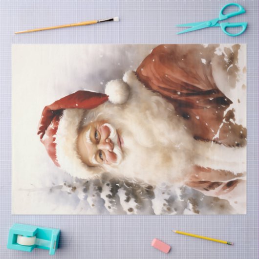  kerstman glimlacht in het bos tissuepapier (Craft)