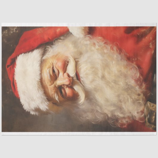 Kerstman glimlacht met rood pet tissuepapier (Voorkant)