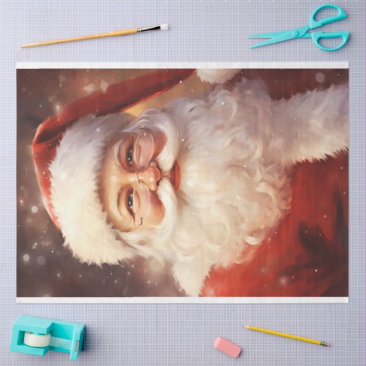 Kerstman glimlacht met rood pet tissuepapier (Craft)