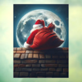 Kerstman glinstert door schoorsteen raamsticker (Vel 3)