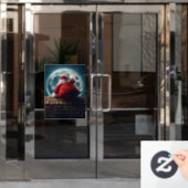 Kerstman glinstert door schoorsteen raamsticker (Kantoordeur)