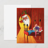 Kerstman gluurt door muizenhol Vintage Kerstmis Feestdagenkaart (Voorkant / Achterkant)