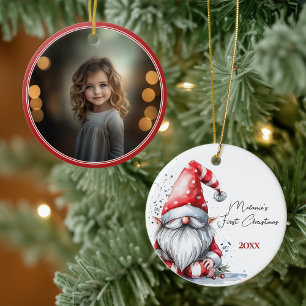 Kerstman Gnome Baby's Eerste Kerstmis Foto Keramisch Ornament