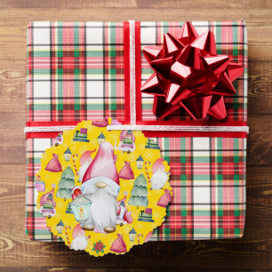 Kerstman Gnome Geel Kleur Naam Datum Papier Ornament Kaart