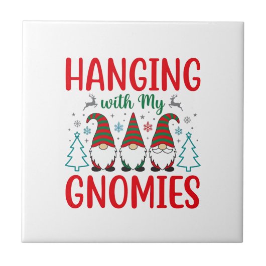 Kerstman Gnome met mijn Gnomies Tegeltje (Voorkant)