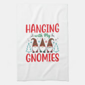 Kerstman Gnome met mijn Gnomies Theedoek (Verticaal)