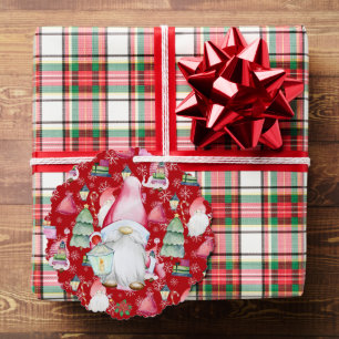 Kerstman Gnome Rood Kleur Naam Datum Papier Ornament Kaart