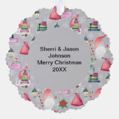 Kerstman Gnome Zilveren Kleur Naam Datum Papier Ornament Kaart (Achterkant)