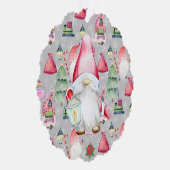 Kerstman Gnome Zilveren Kleur Naam Datum Papier Ornament Kaart (Rechts)