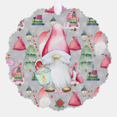 Kerstman Gnome Zilveren Kleur Naam Datum Papier Ornament Kaart (Voorkant)