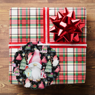 Kerstman Gnome Zwart Kleur Naam Datum Papier Ornament Kaart