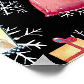 Kerstman Gnome & Zwart Patroon Achtergrond Poster (Hoek)