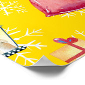 Kerstman Gnoom & Geel Patroon Achtergrond Poster (Hoek)