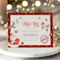 Kerstman Goede Lijst Certificaat Folie Uitnodiging