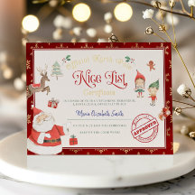 Kerstman Goede Lijst Certificaat Folie Uitnodiging