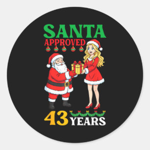 Kerstman Goedgekeurd 43 Jaar Gelukkige Verjaardag Ronde Sticker