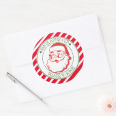 Kerstman goedgekeurd leveren rode streep kerstcade ronde sticker (Envelop)