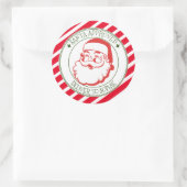 Kerstman goedgekeurd leveren rode streep kerstcade ronde sticker (Tas)