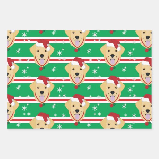 Kerstman Golden Retriever Dog Snowflake Inpakpapier Vel (Voorkant 3)