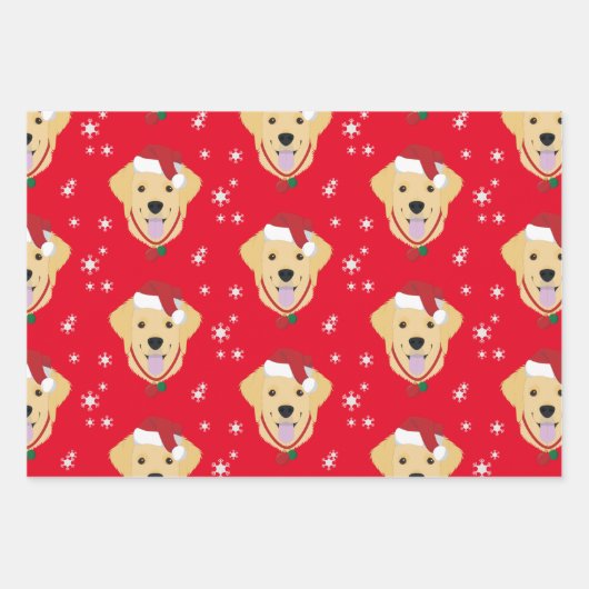 Kerstman Golden Retriever Dog Snowflake Inpakpapier Vel (Voorkant 2)