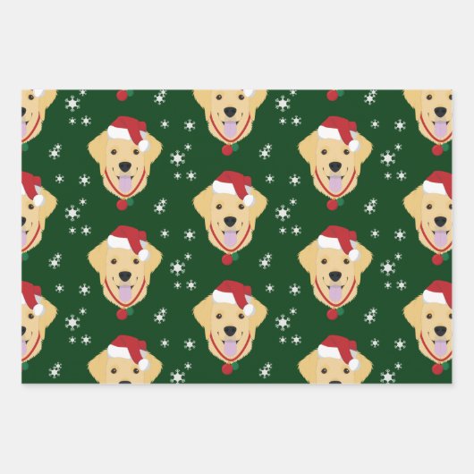 Kerstman Golden Retriever Dog Snowflake Inpakpapier Vel (Voorkant)