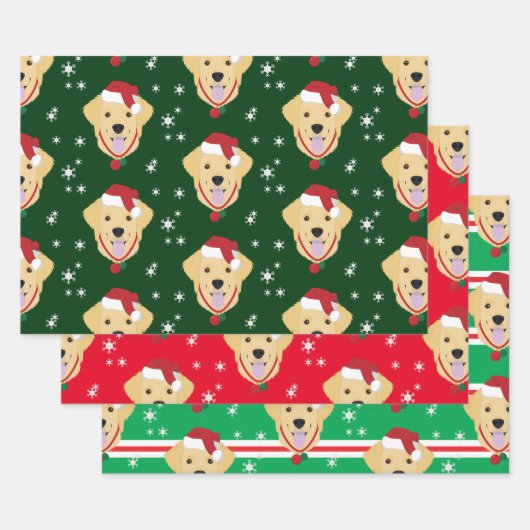 Kerstman Golden Retriever Dog Snowflake Inpakpapier Vel (Set)
