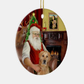 Kerstman - GoldenRetriever (K) Keramisch Ornament (Rechts)