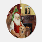 Kerstman - GoldenRetriever (K) Keramisch Ornament (Links)