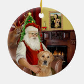 Kerstman - GoldenRetriever (K) Keramisch Ornament (Achterkant)