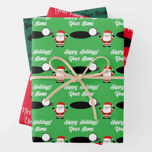 Kerstman Golf Cartoon Kerstmis Inpakpapier Vel (In situ)