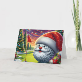 Kerstman Golfbal Golfer Kerstkaart Feestdagen Kaart