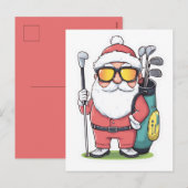 Kerstman Golfen Kerst Fun Feestdagenkaart (Voorkant / Achterkant)