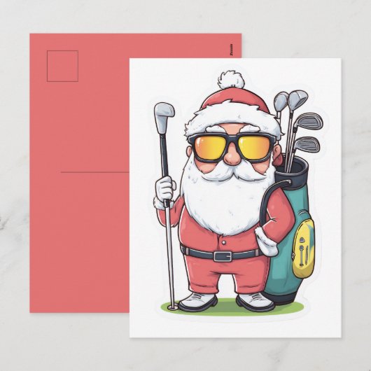 Kerstman Golfen Kerst Fun Feestdagenkaart (Voorkant / Achterkant)