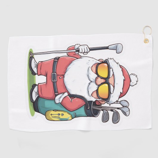 Kerstman Golfen Kerst Fun Golfhanddoek (Horizontaal)