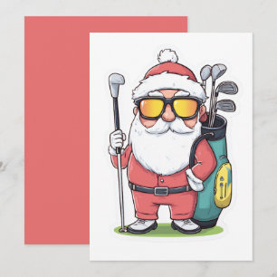 Kerstman Golfen Kerst Fun Kaart