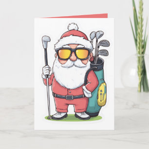 Kerstman Golfen Kerst Fun Kaart