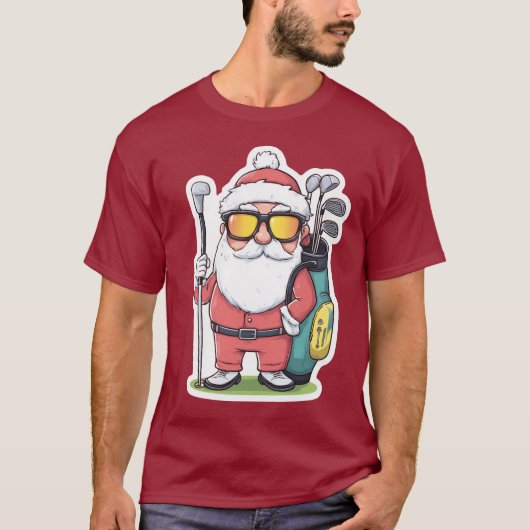 Kerstman Golfen Kerst Fun T-shirt (Voorkant)