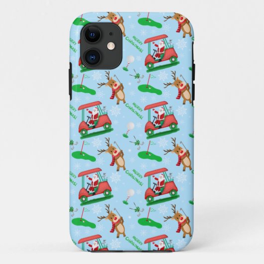 Kerstman Golfen Met Rendier Patroon Case-Mate iPhone Case (Achterkant)