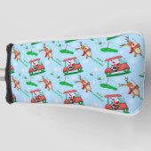 Kerstman Golfen Met Rendier Patroon Golfheadcover (Voorkant)
