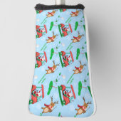 Kerstman Golfen Met Rendier Patroon Golfheadcover (Draai 90)