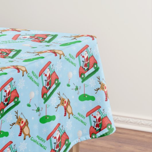 Kerstman Golfen Met Rendier Patroon Tafelkleed (Voorbeeld)