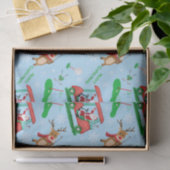 Kerstman Golfen Met Rendier Patroon Tissuepapier (Geschenk)